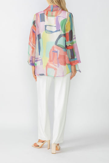 Multi-Color Shawl Collar Mesh Jacket